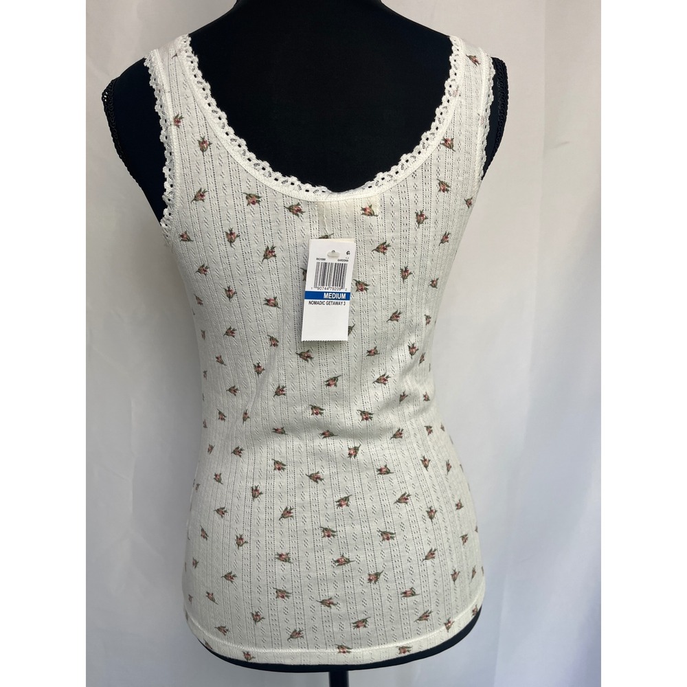 Ultra Flirt Women Gardenia White Floral Rosebud Pointelle Lace Tank Top Medium - Picture 4 of 14